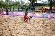 Deutsch: Beachhandball bei den Olympischen Jugendspielen 2018; Tag 6, 11. Oktober 2018; Mädchen, Platzierungssspiel Ränge 11-12 – Amerikanisch Samoa-Mauritius 2:1 English: Beach handball at the 2018 Summer Youth Olympics at 11 October 2018 – Girls Placement Match 11-12 – American Samoa-Mauritius 2:1