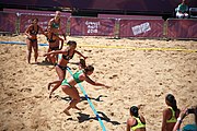 Deutsch: Beachhandball bei den Olympischen Jugendspielen 2018; Tag 4, 10. Oktober 2018; Mädchen, Vorrunde, Gruppe A - Ungarn-Chinese Taipei (Taiwan) 2:0 English: Beach handball at the 2018 Summer Youth Olympics at 10 October 2018 – Girls Preliminary Round Group A‎ – Hungary-Chinese Taipei 2:0