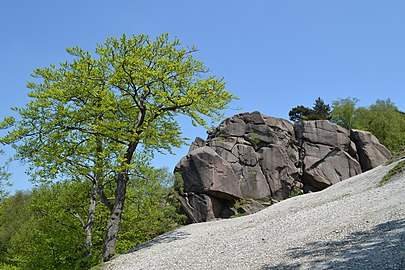 Approaching crag, Gaia on left.