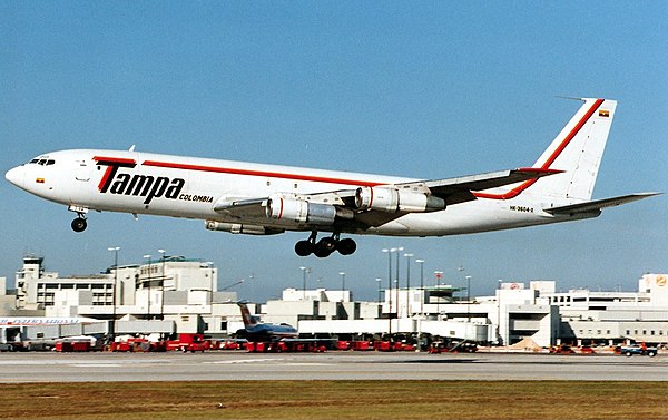 A Tampa Cargo Boeing 707-320C at Miami International Airport in 1992