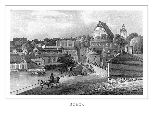 Illustration of Borgå in Finland framstäldt i teckningar edited by Zacharias Topelius and published 1845-1852.