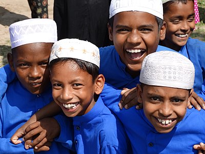 Muslim primary school students in Srimangal, Sylhet division.