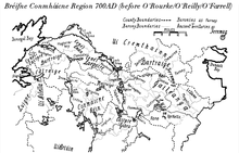 Map of Breifne in AD 700; Clankee is seen near to the "Gailenga" tribe. Breifne700AD.png