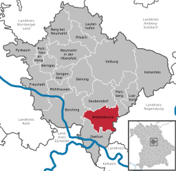 Läget för Breitenbrunn i Landkreis Neumarkt in der Oberpfalz