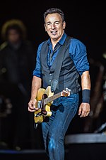 Springsteen performing at the Roskilde Festival, Denmark, 2012