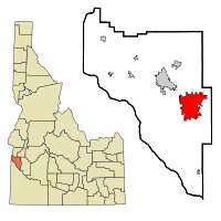 Canyon County Idaho Incorporated and Unincorporated areas Nampa Highlighted.svg
