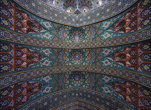 Ceiling of an entrance of Atabki Sahn in Fatima Masumeh Shrine, Qom, Iran