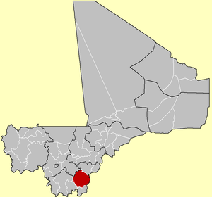 Location of the Cercle of Sikasso in Mali