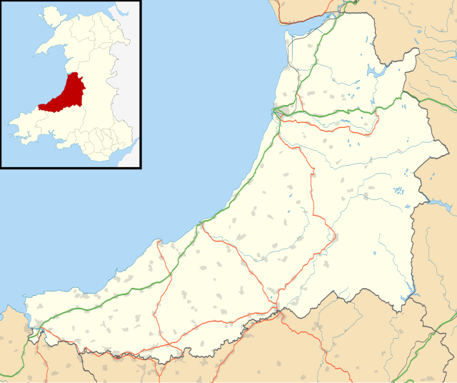 Map of Ceredigion within Wales