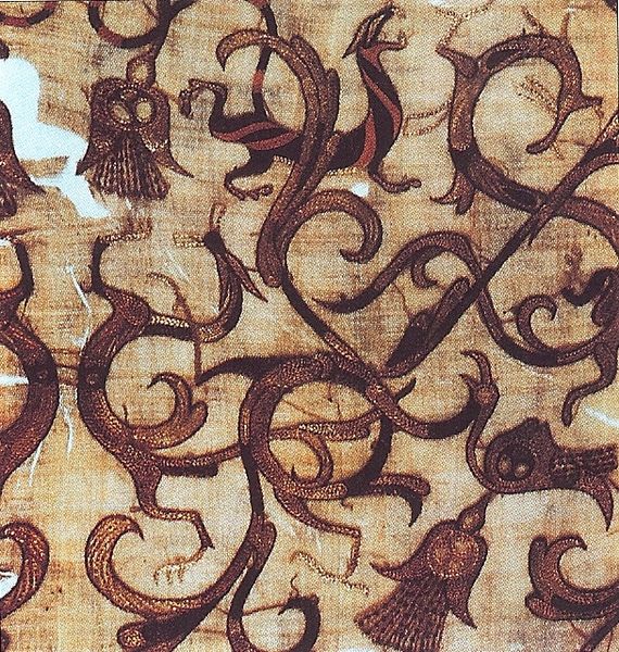 Detail of Chinese silk from the 4th century BCE. The characteristic trade of silk through the Silk Road connected various regions from China, India, C