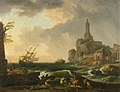 Thumbnail for File:Claude-Joseph Vernet (1714-1789) - Genoa Lighthouse and the Temple of Minerva Medica - K4012 - Bristol City Museum and Art Gallery.jpg