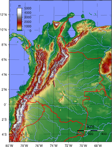 An enlargeable topographic map of Colombia Colombia Topography.png