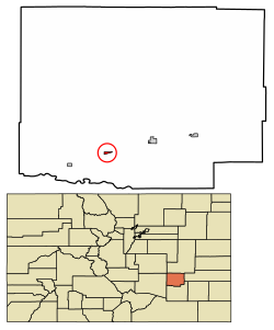 Location of Crowley in Crowley County, Colorado.