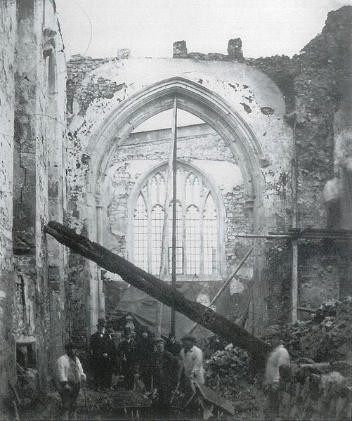 The ruins of the church, following its destruction in 1867: the north chancel aisle looking east