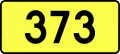 English: Sign of DW 373 with oficial font Drogowskaz and adequate dimensions.