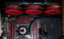 An all-in-one (AIO) cooling unit, installed in a case Deepcool cooler.png