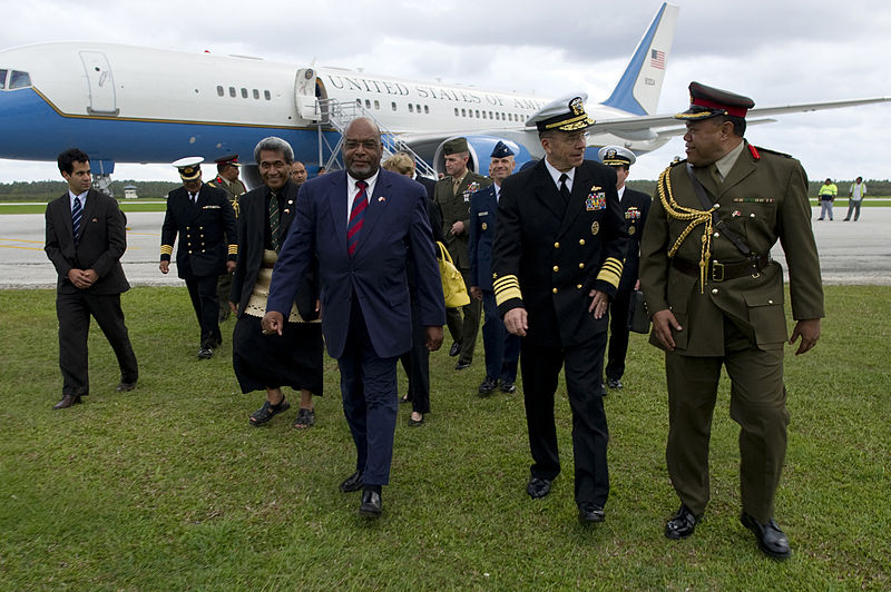 File:Defense.gov News Photo 101109-N-0696M-232 - Chairman of the Joint Chiefs of Staff Adm. Mike Mullen U.S. Navy is welcomed to the Kingdom of Tonga by Ambassador C. Steven McGann and Brig.jpg