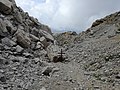 Mine crater in the pass of the Denti