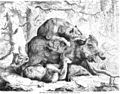 Die Gartenlaube (1860) b 316.jpg Ein Keiler von Wölfen angelassen. Zooplastische Gruppe von Leven (Guido Hammer) (S)