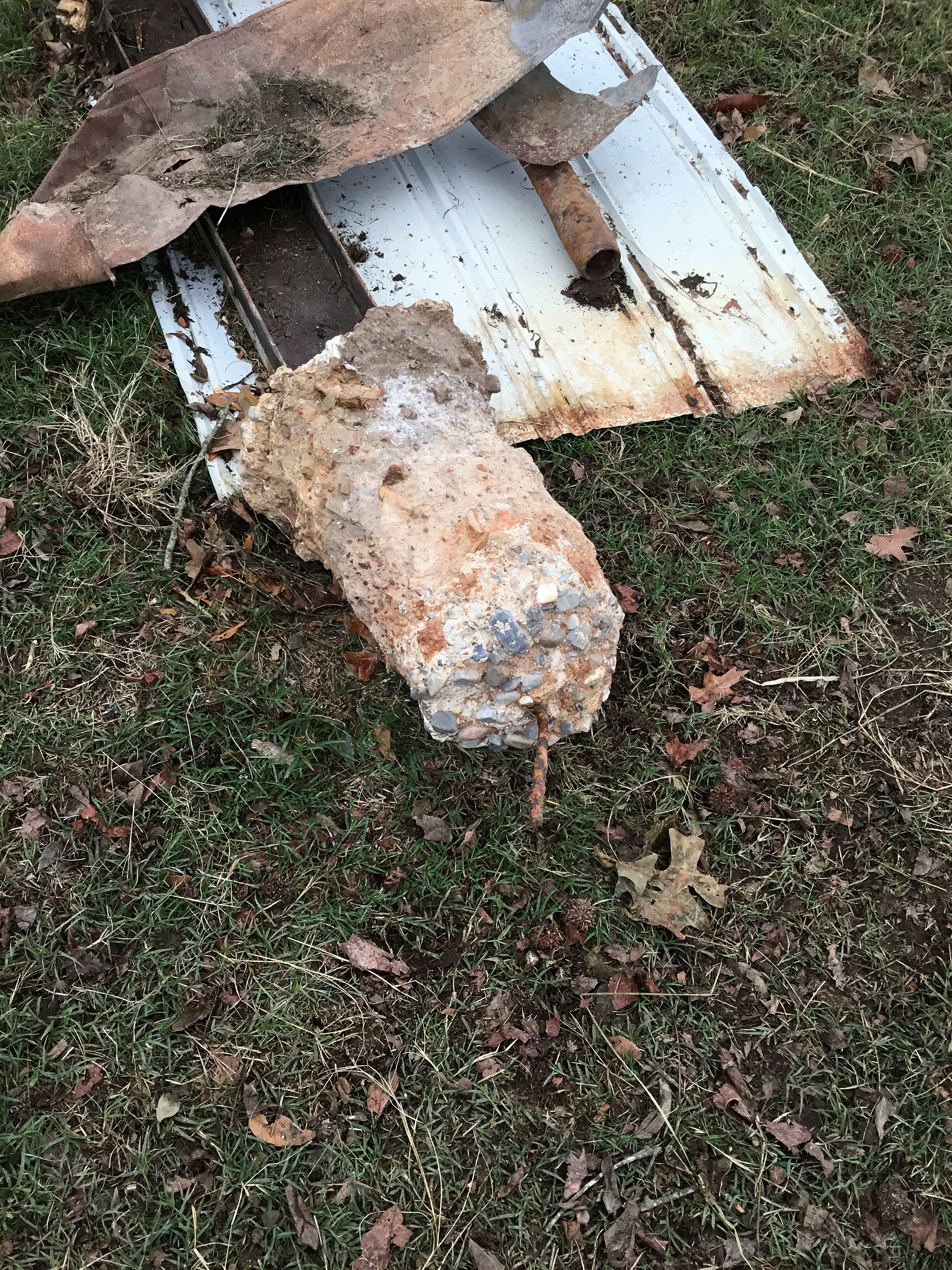 An outbuilding that was destroyed at low-end EF2 intensity near Kirby, Arkansas.