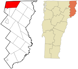 Lokalizacja w hrabstwie Essex i stanie Vermont.