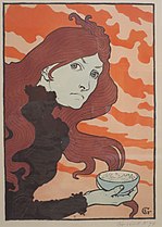Eugène Grasset, La Vitrioleuse ("The Acid Thrower") 1894, lithograph with hand-stencilled colours.[29]