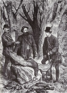 Homeyer, Brehm and Crown Prince Rudolf Eugen Homeyer, Alfred Brehm es Rudolf tronorokos sasvadaszaton 1878.jpg