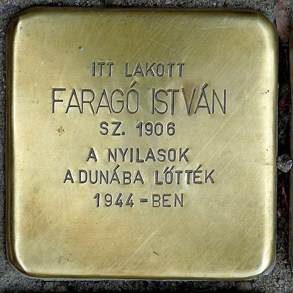 File:Faragó István stolperstein (Budapest-11 Bartók Béla út 52).jpg