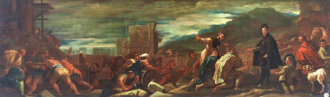 Philip II supervises the works on El Escorial (by Luca Giordano).