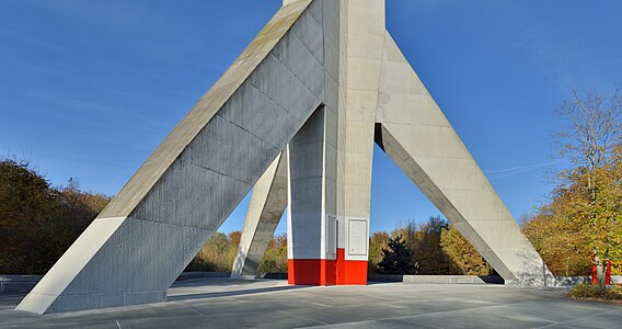 tower base tripod construction of TV Tower St. Chrischona, Switzerland