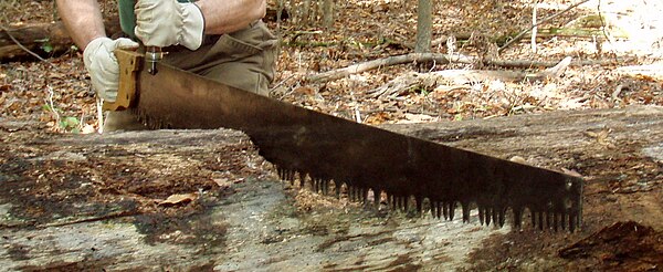 A five-foot lance-tooth crosscut saw