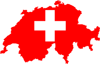خريطة سويسرا بالعلم السويسري