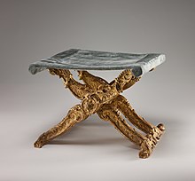 Rococo stool. Paris, France, late 1730s Folding stool (pliant) (one of a pair) MET DP102689.jpg