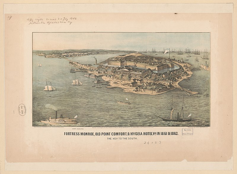 File:Fortress Monroe, Old Point Comfort, & Hygeia Hotel, Va. in 1861 & 1862-The key to the South - Lith. & print by E. Sachse & Co. LCCN97507323.jpg