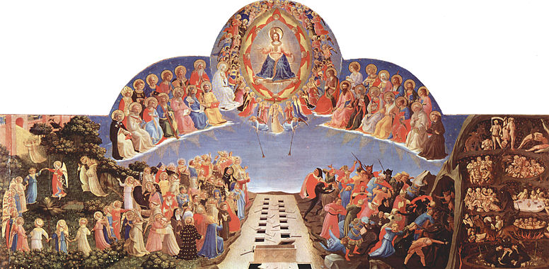 San Marco, Florence,The Day of Judgement, upper panel of an altarpiece. It shows the precision, detail and colour required in a commissioned work