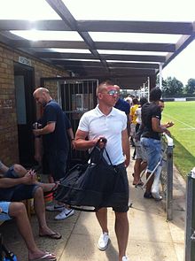 Freddy Eastwood arriving at Burroughs Park ahead of Southend United's pre-season friendly against Great Wakering Rovers in 2013. Freddy Eastwood - Pre Season 2013-14.jpg