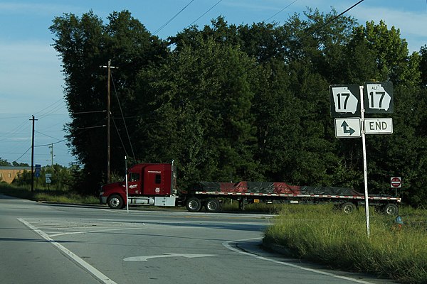 Southern terminus of SR 17 Alt. in Toccoa