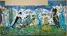 Safavid Tile Panel "Garden Gathering" Stone Paste; painted and polychrome glazed (cuerda seca technique) Garden gathering - MET - 03.9c.jpg