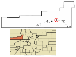 Posizione di New Castle nella contea di Garfield, Colorado.