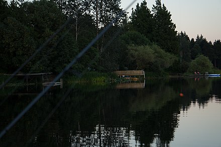 Fishing from the pier at Glen Lake