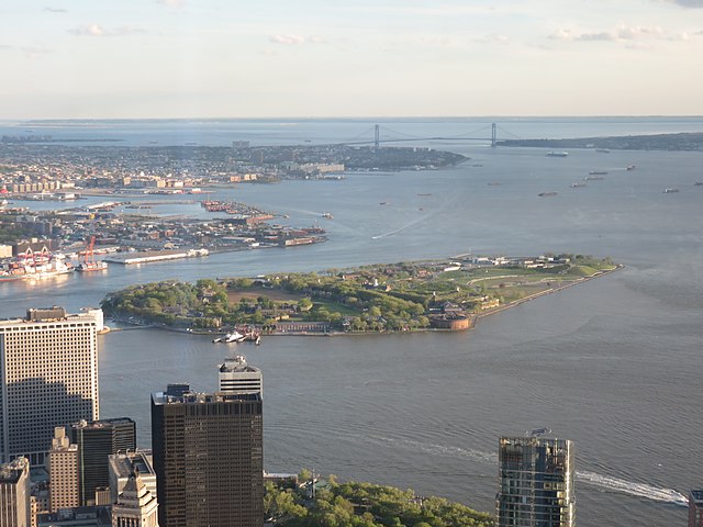 Governors Island viewed from One World Trade Center in 2017