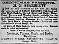 1870 ad for Sparshott's father's shop