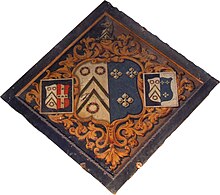 Hatchment in Wymondham Abbey bell chamber, Norfolk Hatchment 7.jpg