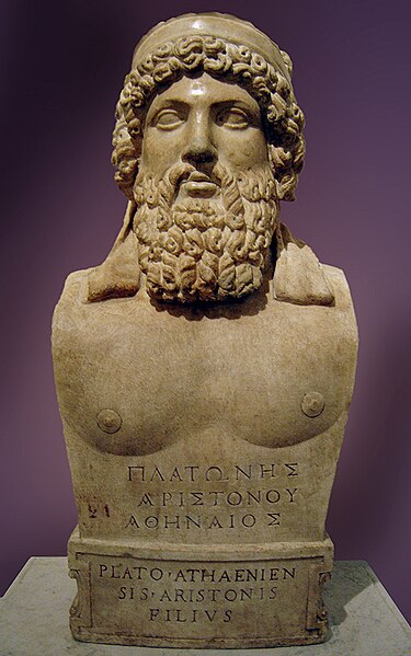 Herm of Plato. The Greek inscription reads: "Plato [son] of Ariston, Athenian" (Rome, Capitoline Museums, 288).