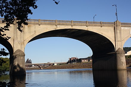 Hill to Hill Bridge crosses the Lehigh River, connecting North Bethlehem with South Bethlehem, 2013