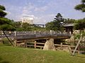 English: This is a view of Himeji castle during restoration in 2012. It shows the temporary cover protecting the keep du