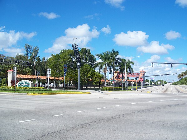 SR 820 intersects Interstate 95 just east of the Hollywood Train Station