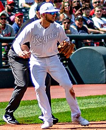 Kansas City Royals third baseman Hunter Dozier (17) reacts after a home run  during a spring training game against the Cleveland Indians, Sunday, March  Stock Photo - Alamy