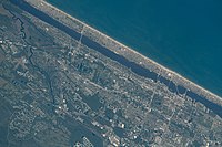 Bridges over the Halifax River on July 4, 2022; taken from the International Space Station