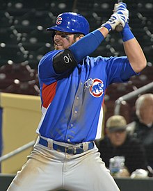 Stewart batting for the Iowa Cubs, triple-A affiliates of the Chicago Cubs, in 2013 Ian Stewart on April 27, 2013.jpg